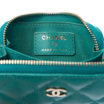 Chanel Caviar Quilted Zip Coin Purse Dark Turquoise 7 of 8