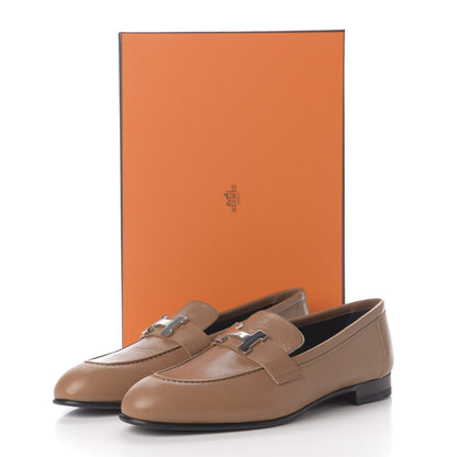 Hermes Goatskin Womens Paris Loafers 36.5 Etoupe 12 of 12