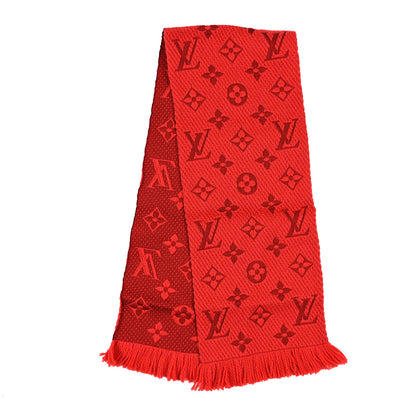Louis Vuitton Wool Silk Logomania Scarf Rubis 2 of 3