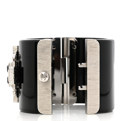 Chanel Resin Crystal CC Cross Cuff Black 5 of 6