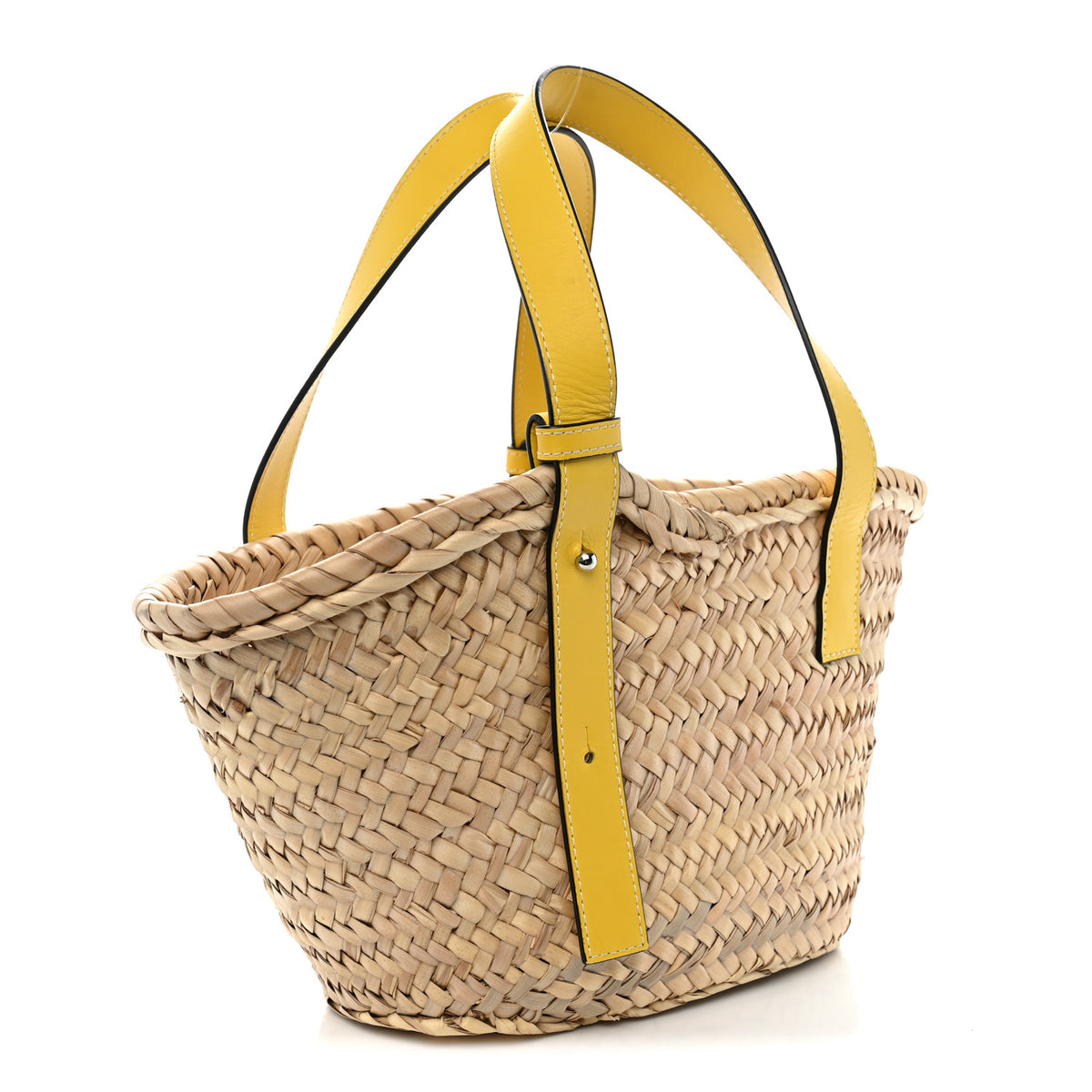 Raffia Small Basket Tote Bag Natural Yellow