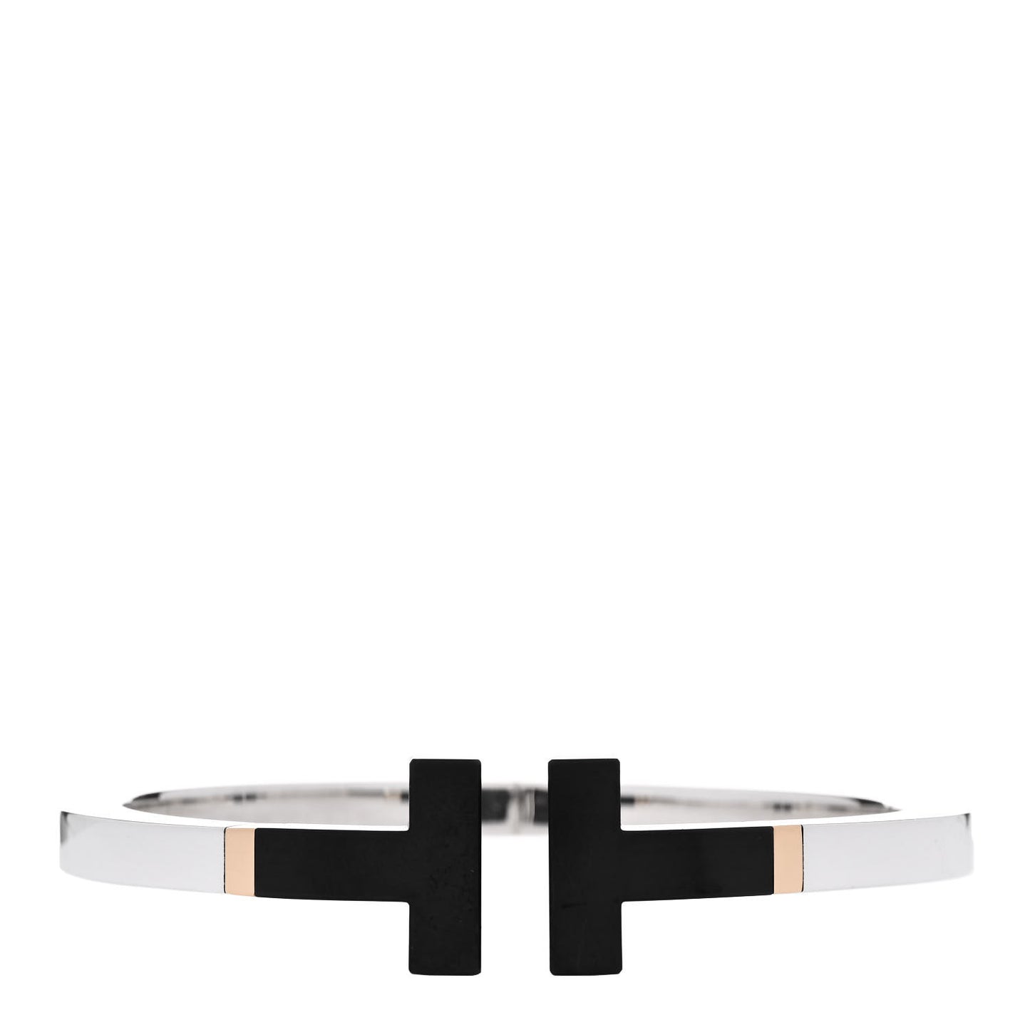 Sterling Silver 18K Yellow Gold Black Ceramic T Square Bracelet
