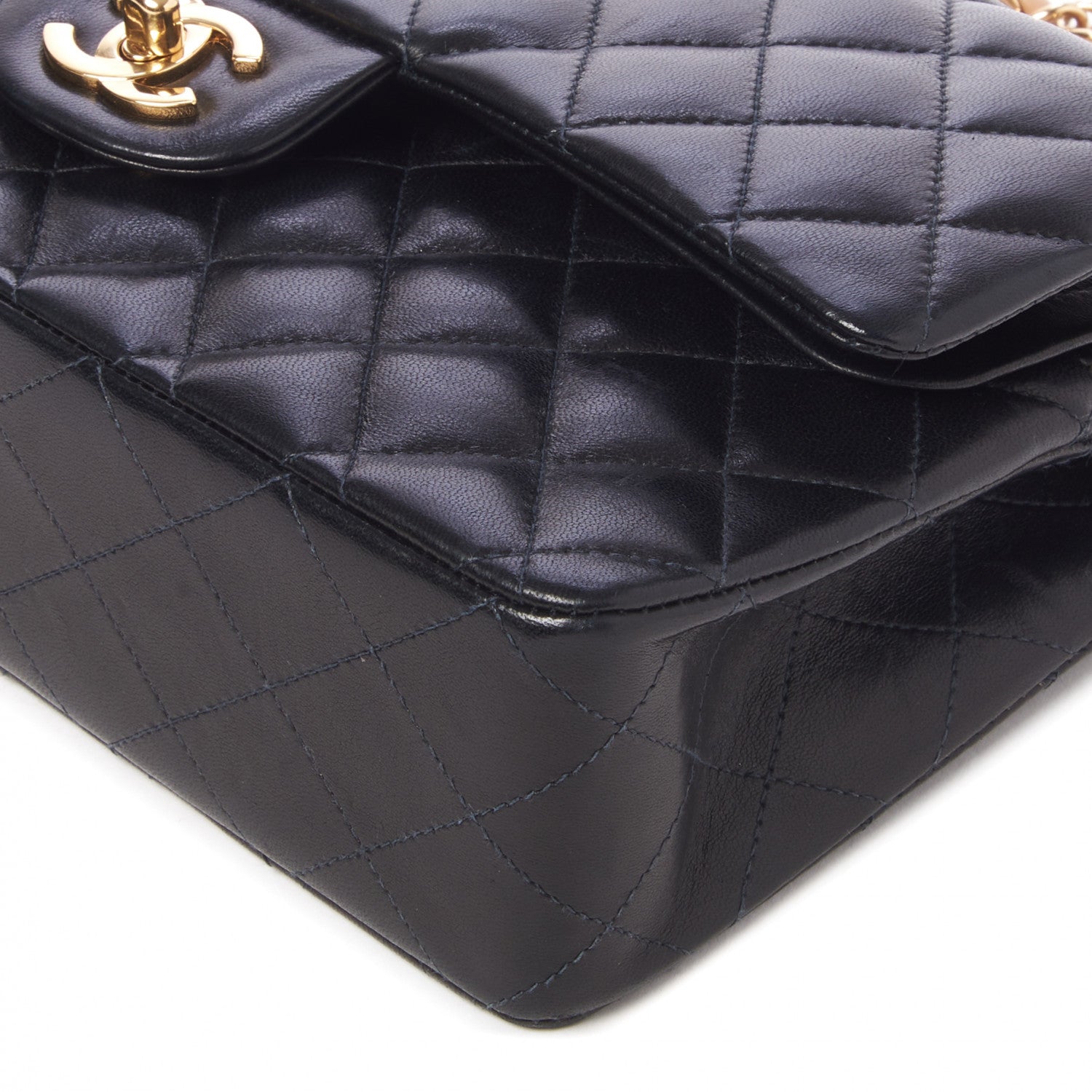 Chanel Lambskin Quilted Medium Double Flap Black Beige Flap 4 of 10