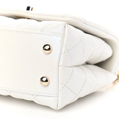 Chanel Iridescent Caviar Quilted Extra Mini Coco Handle Flap White 9 of 10