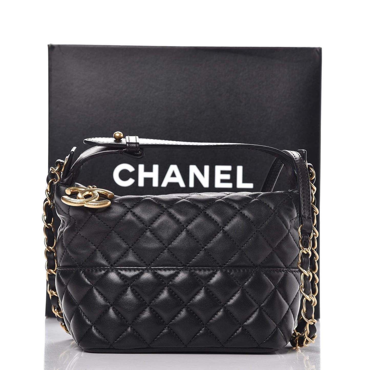 Lambskin Quilted Hobo Black