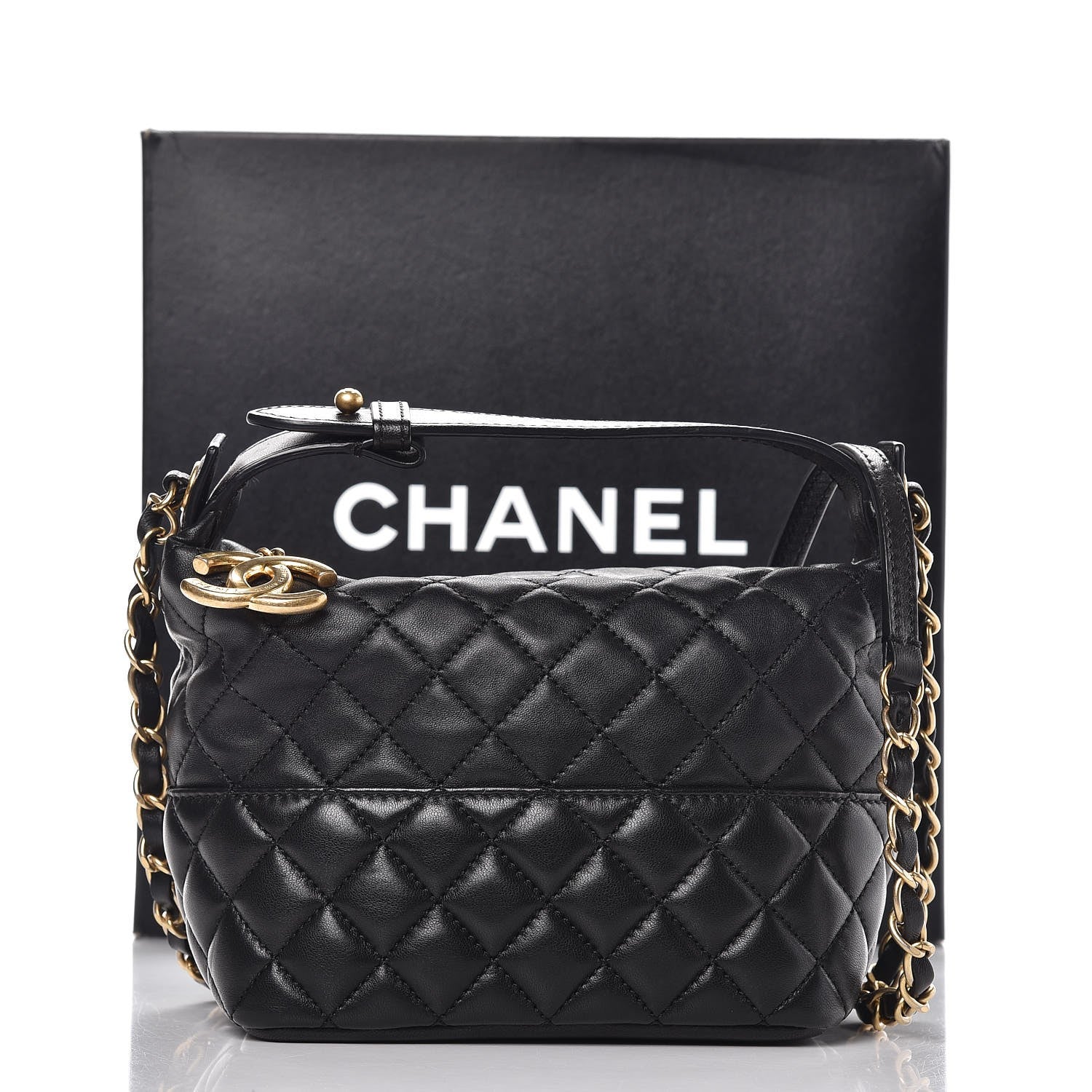 Chanel Lambskin Quilted Hobo Black 9 of 11
