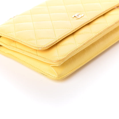 Chanel Lambskin Quilted Wallet on Chain WOC Yellow 10 of 11