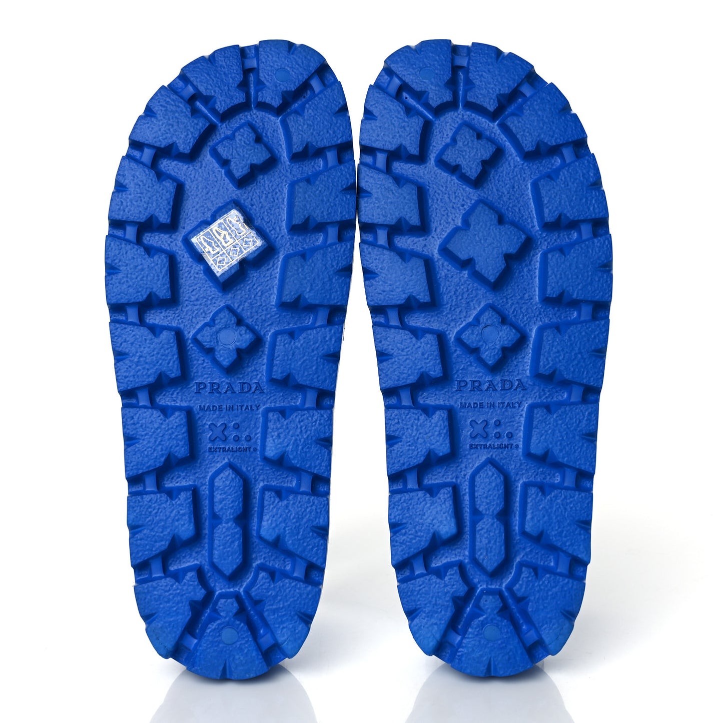 EVA Rubber Triangle Logo Embossed Womens Lug Sole 20mm Slide Sandals 39 Azzurro