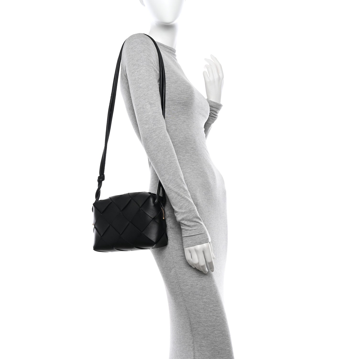 Bottega Veneta Lambskin Maxi Intrecciato Small Cassette Camera Bag Black 2 of 10