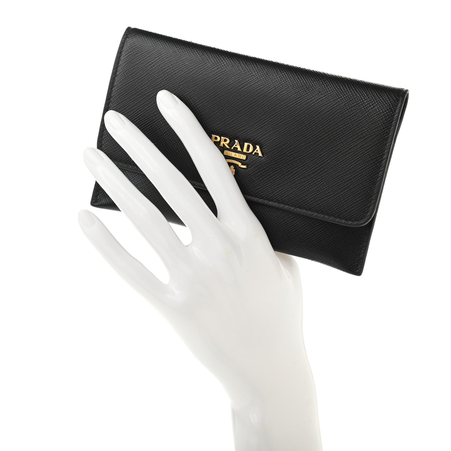 Saffiano Metal Flap Wallet Black