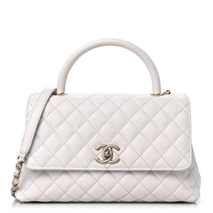 Chanel Caviar Quilted Small Coco Handle Flap White 1 of 20