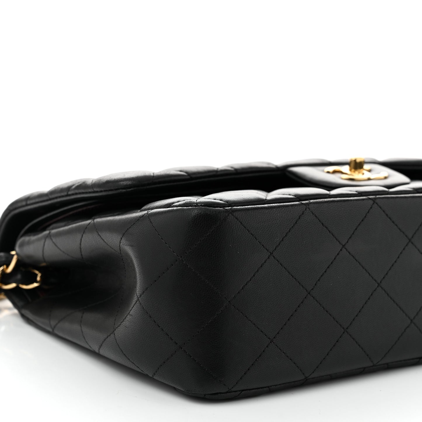 Lambskin Quilted Jumbo Double Flap Black