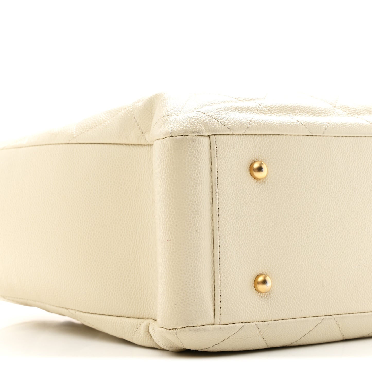 Caviar Quilted Small Trapezoid Chain Shopping Tote Ivory
