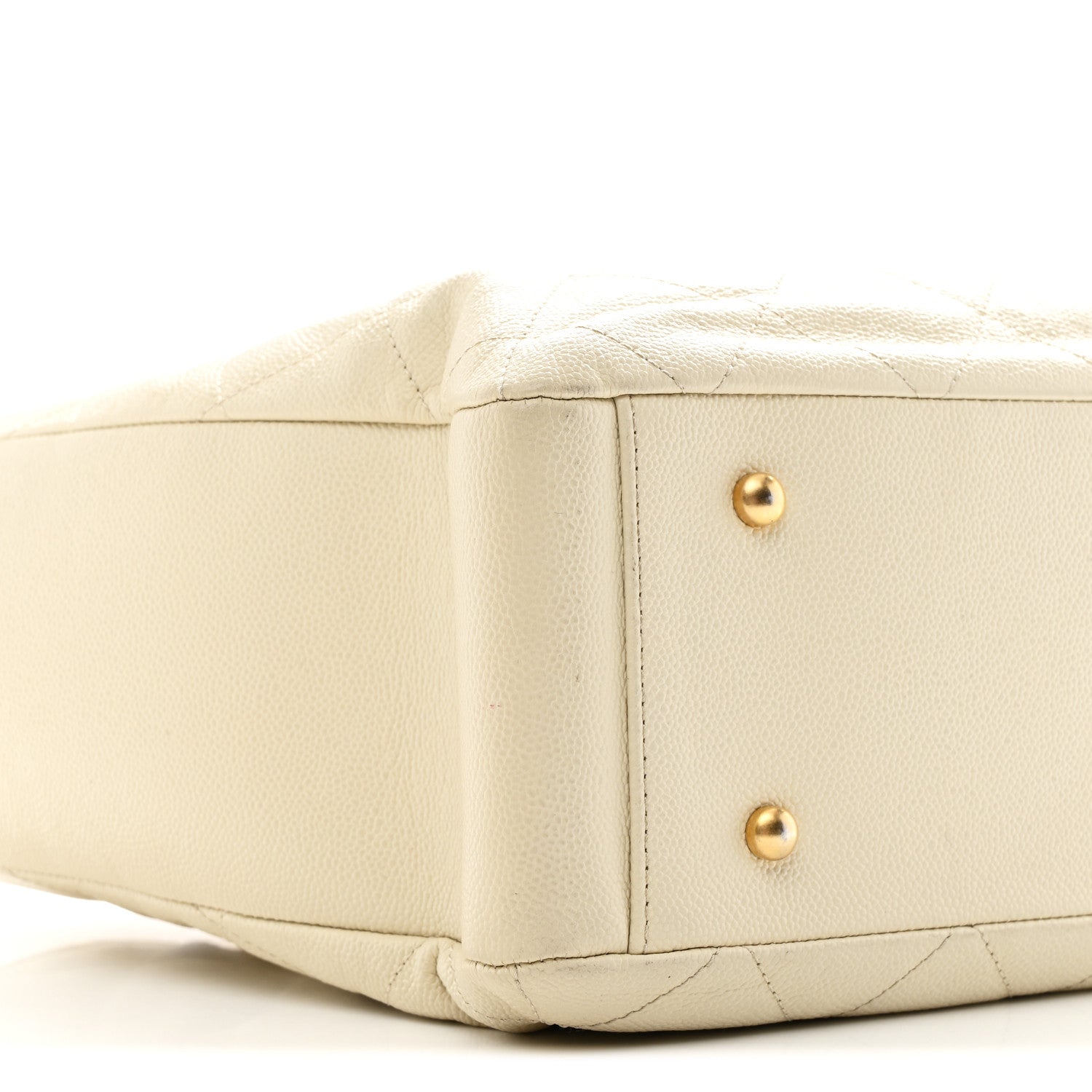 Chanel Caviar Quilted Small Trapezoid Chain Shopping Tote Ivory 9 of 10