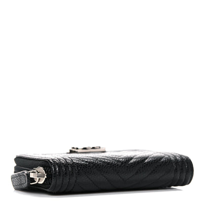 Chanel Caviar Chevron Quilted Boy Zip Around Coin Purse Wallet Black 4 of 10