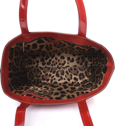 Dolce & Gabbana Vernice Vitello Heart Shopping Tote Red 4 of 11
