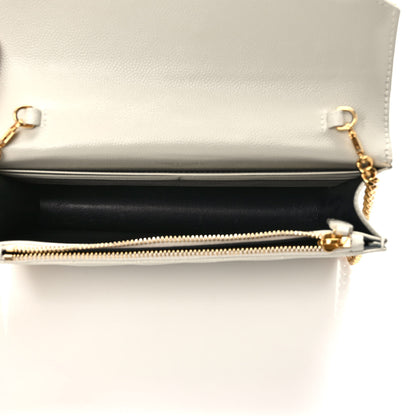 Saint Laurent Grain De Poudre Matelasse Chevron Monogram Envelope Chain Crema Soft 5 of 9