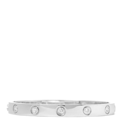 Cartier 18K White Gold 10 Diamond LOVE Bracelet 16 1 of 8
