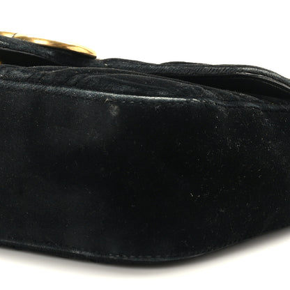 Gucci Velvet Matelasse Mini GG Marmont Shoulder Bag Black 9 of 9