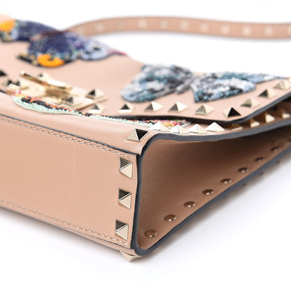 Valentino Garavani Calfskin Butterfly Embroidered Medium Rockstud Flip Lock Crossbody Bag Skin Sorbet 8 of 14