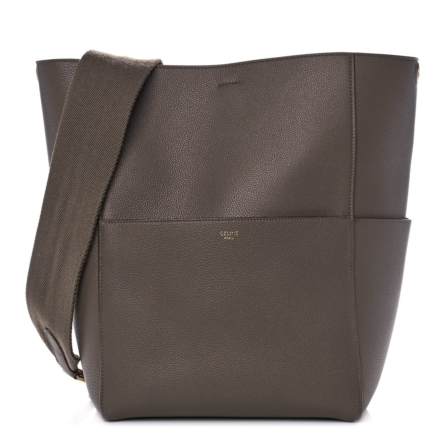 Celine Soft Grained Calfskin Sangle Bucket Bag Taupe 1 of 14