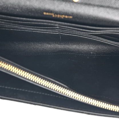Saint Laurent Grain De Poudre Matelasse Chevron Monogram Chain Wallet Black 5 of 12