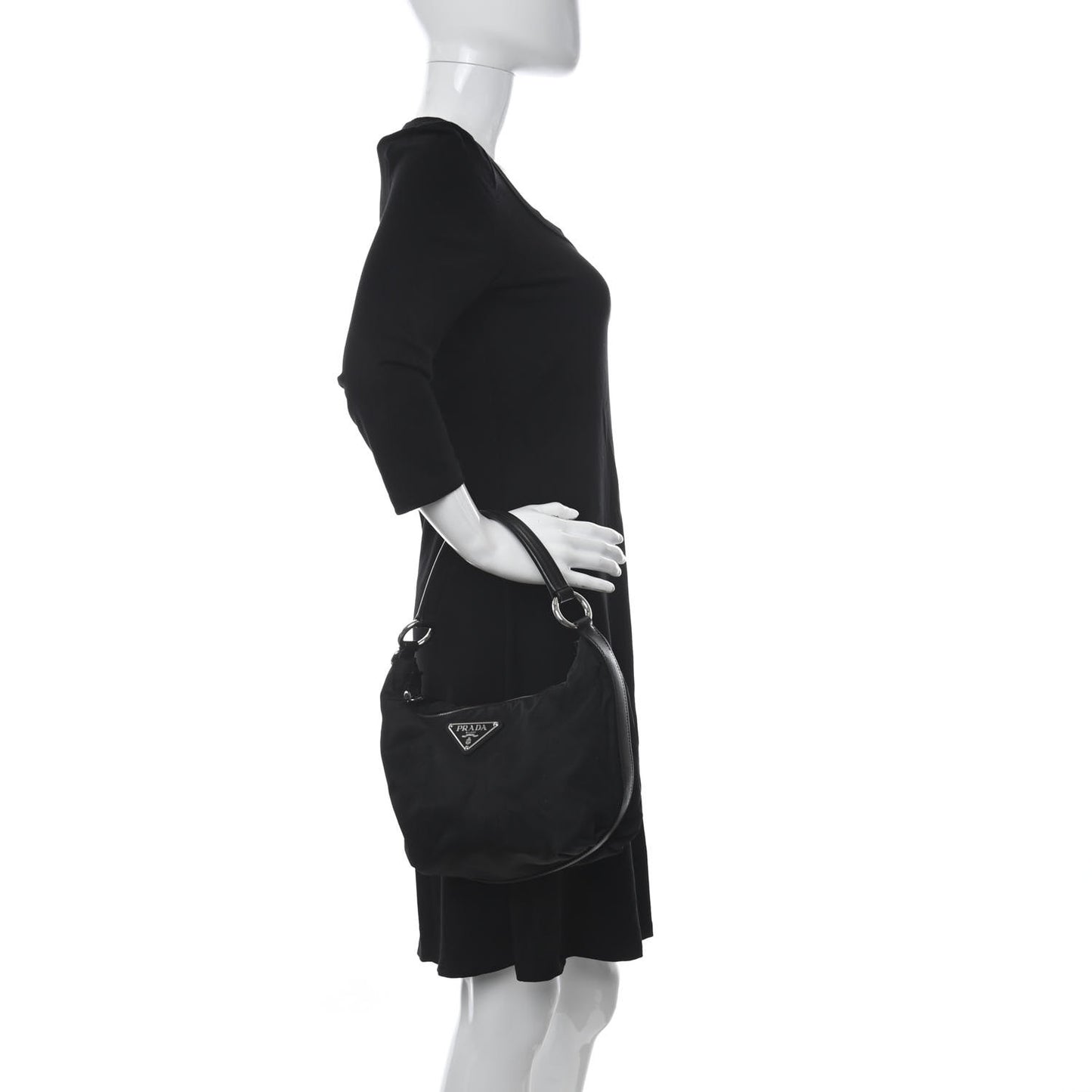 Tessuto Nylon Saffiano Sacca Shoulder Bag Black