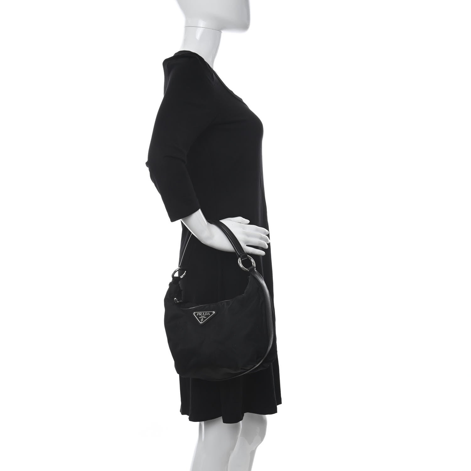 Prada Tessuto Nylon Saffiano Sacca Shoulder Bag Black 2 of 10