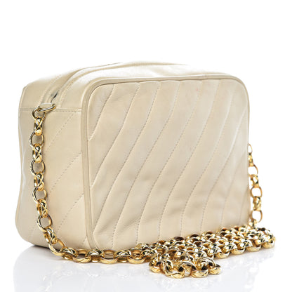 Chanel Lambskin Diagonal Quilted Tassel Camera Bag Light Beige 3 of 19