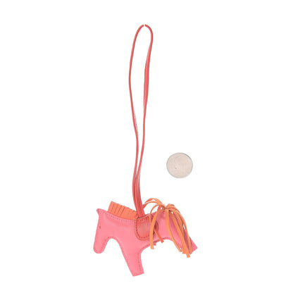 Hermes Milo Lambskin Grigri Rodeo Bag Charm PM Rose Azalee Orange Poppy Rouge Indien 2 of 3