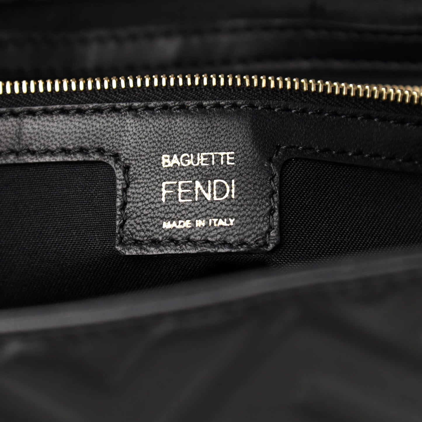 Nappa FF 1974 Embossed Large Baguette Black