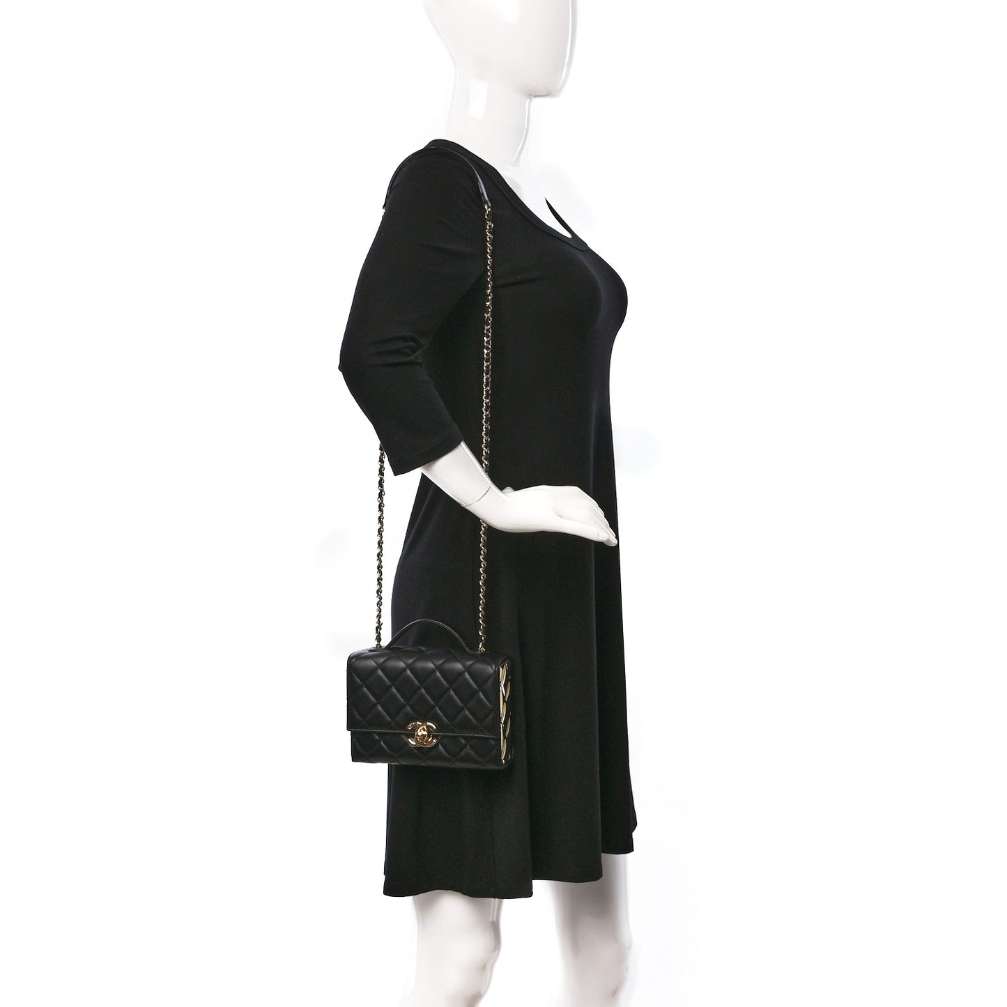 Lambskin Quilted Mini Golden Plate Flap Black