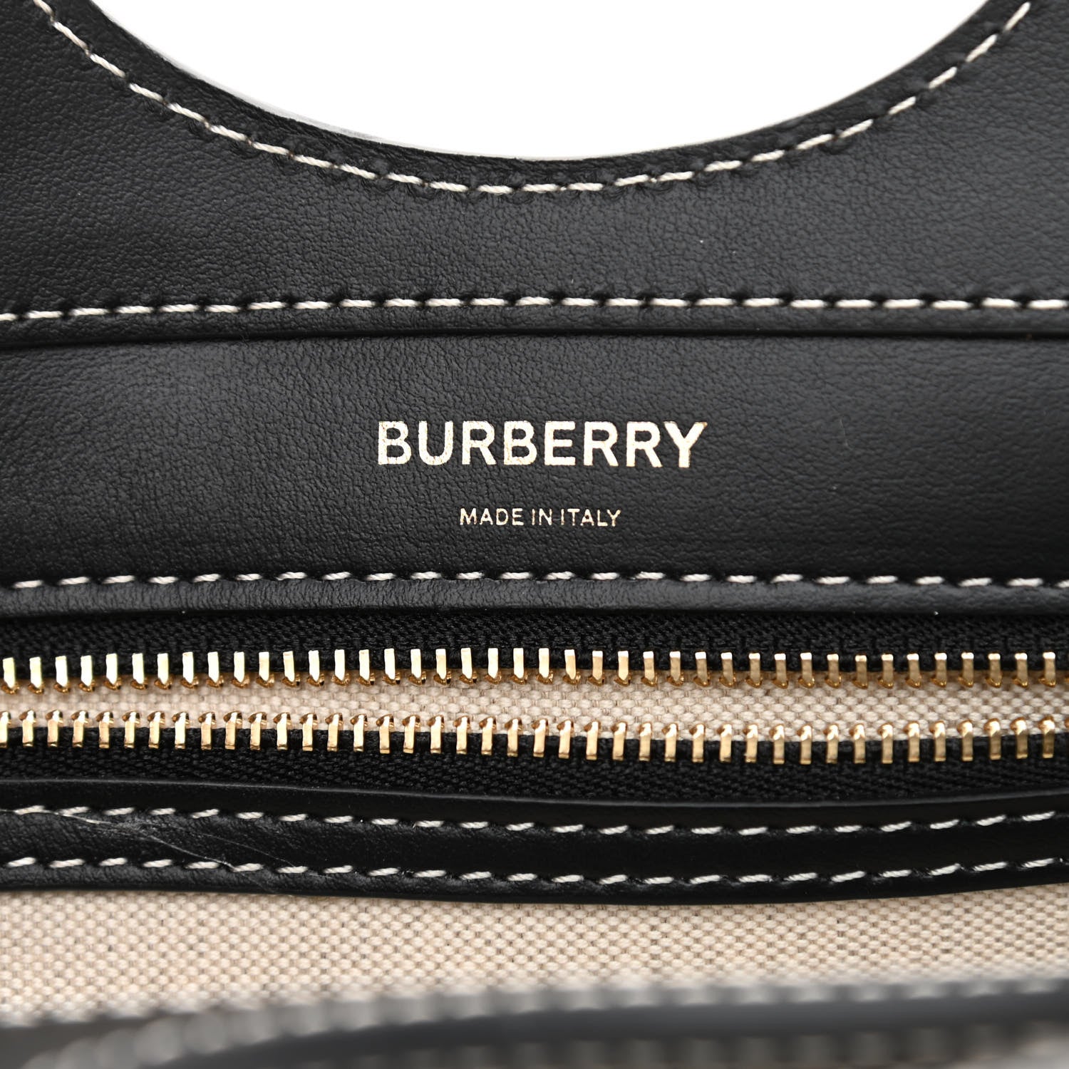 Burberry Canvas Smooth Calfskin Two Tone Mini Pocket Bag Black Tan 6 of 8
