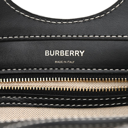 Burberry Canvas Smooth Calfskin Two Tone Mini Pocket Bag Black Tan 6 of 8