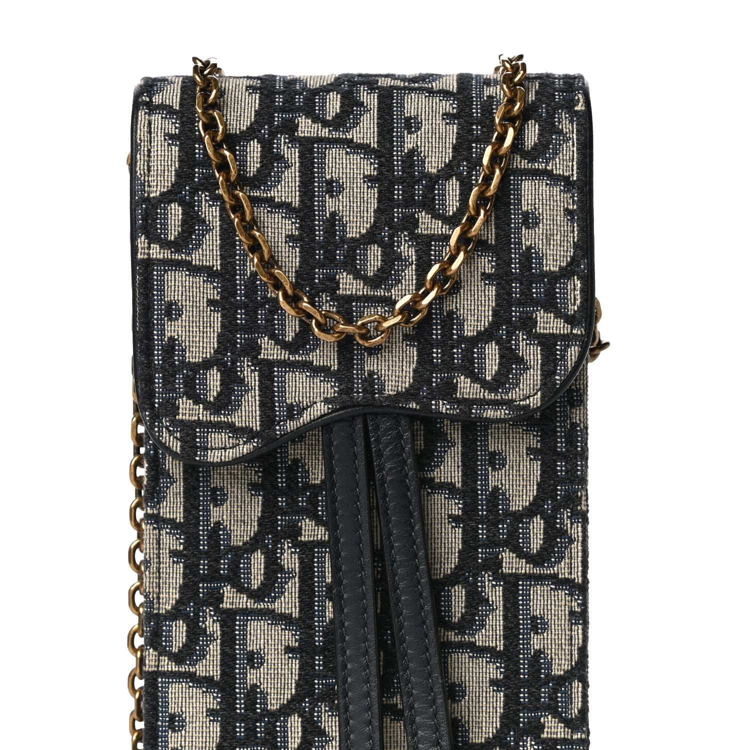 Christian Dior Oblique Vertical Saddle Pouch Blue 7 of 10