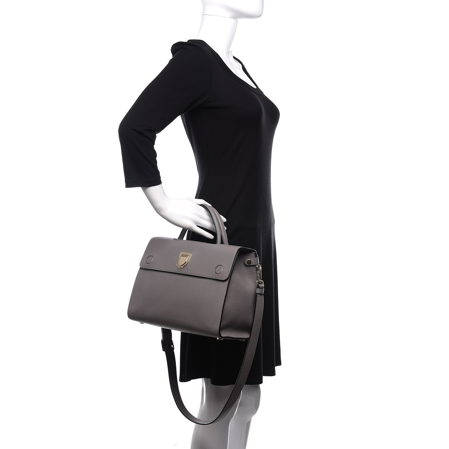Christian Dior Bullcalf Medium Diorever Flap Meteorite Grey 4 of 10