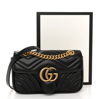 Gucci Calfskin Matelasse Mini GG Marmont Shoulder Bag Black 12 of 12