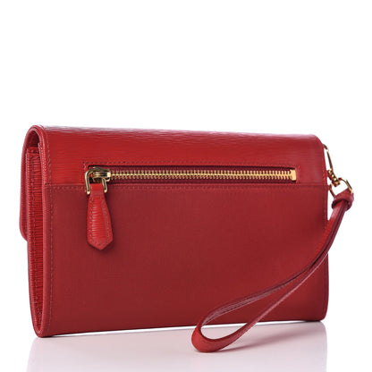 Prada Tessuto Vitello Metal Wristlet Wallet Fuoco 3 of 8