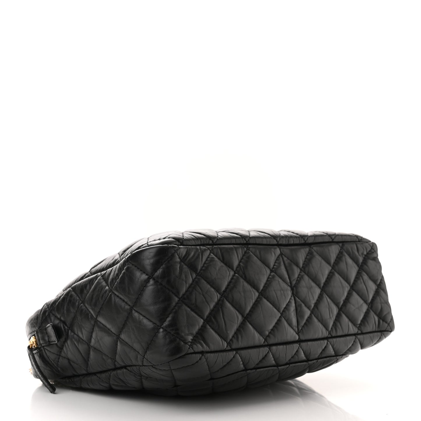 Aged Calfskin Quilted Large Reissue Camera Case Black
