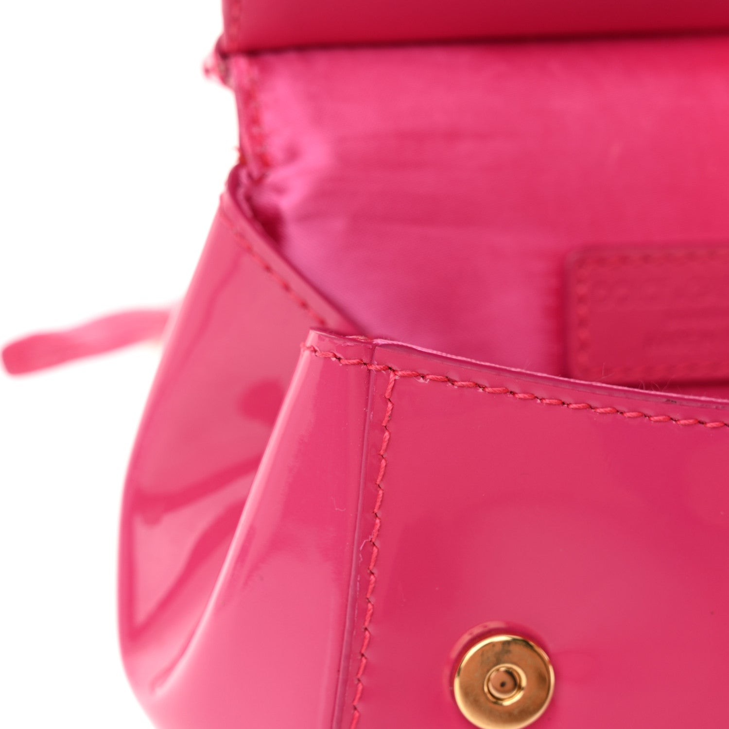 Dolce & Gabbana Patent Mini DG Girls Miss Sicily Satchel Dark Pink