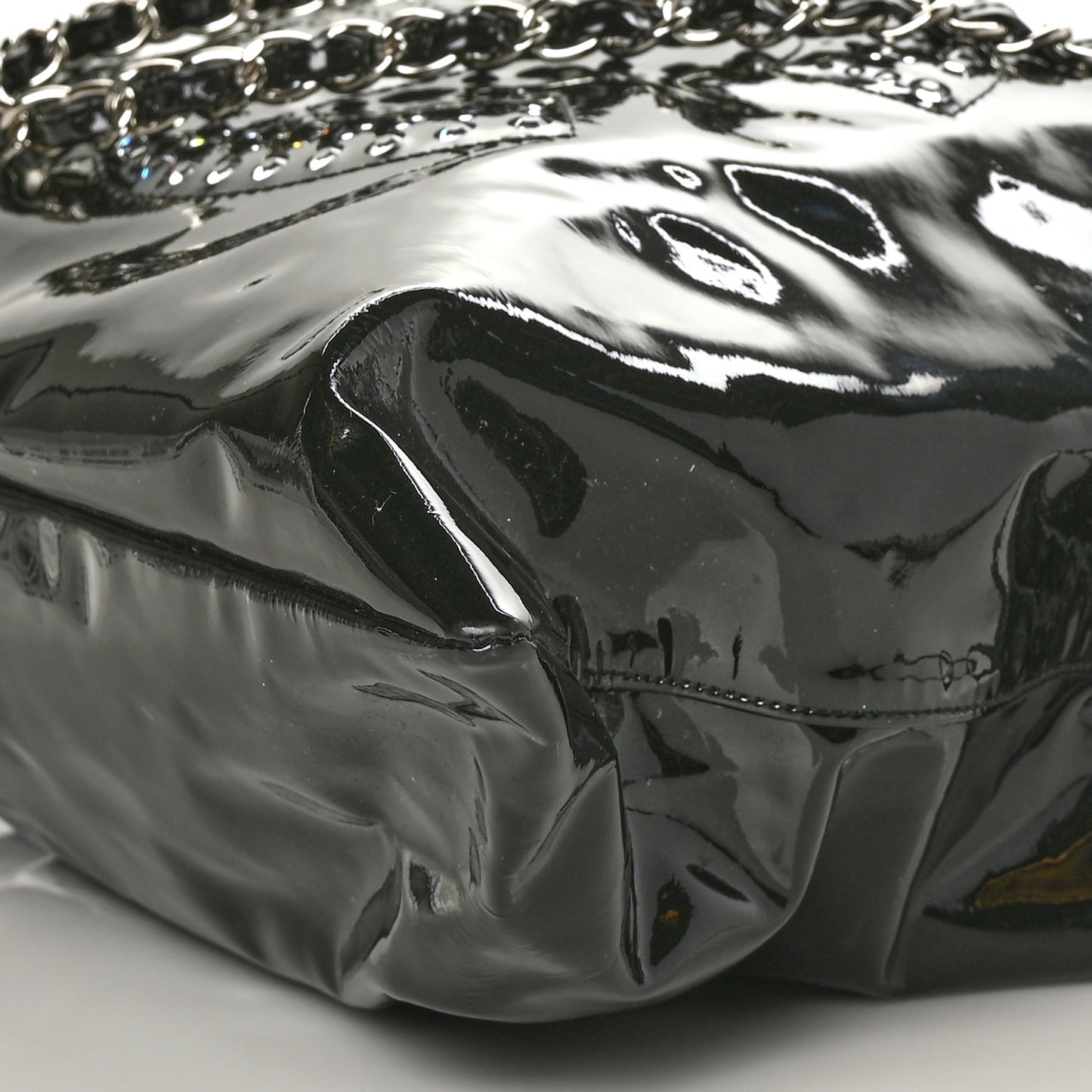 Patent Crystal Strass Bonbons Tote Black