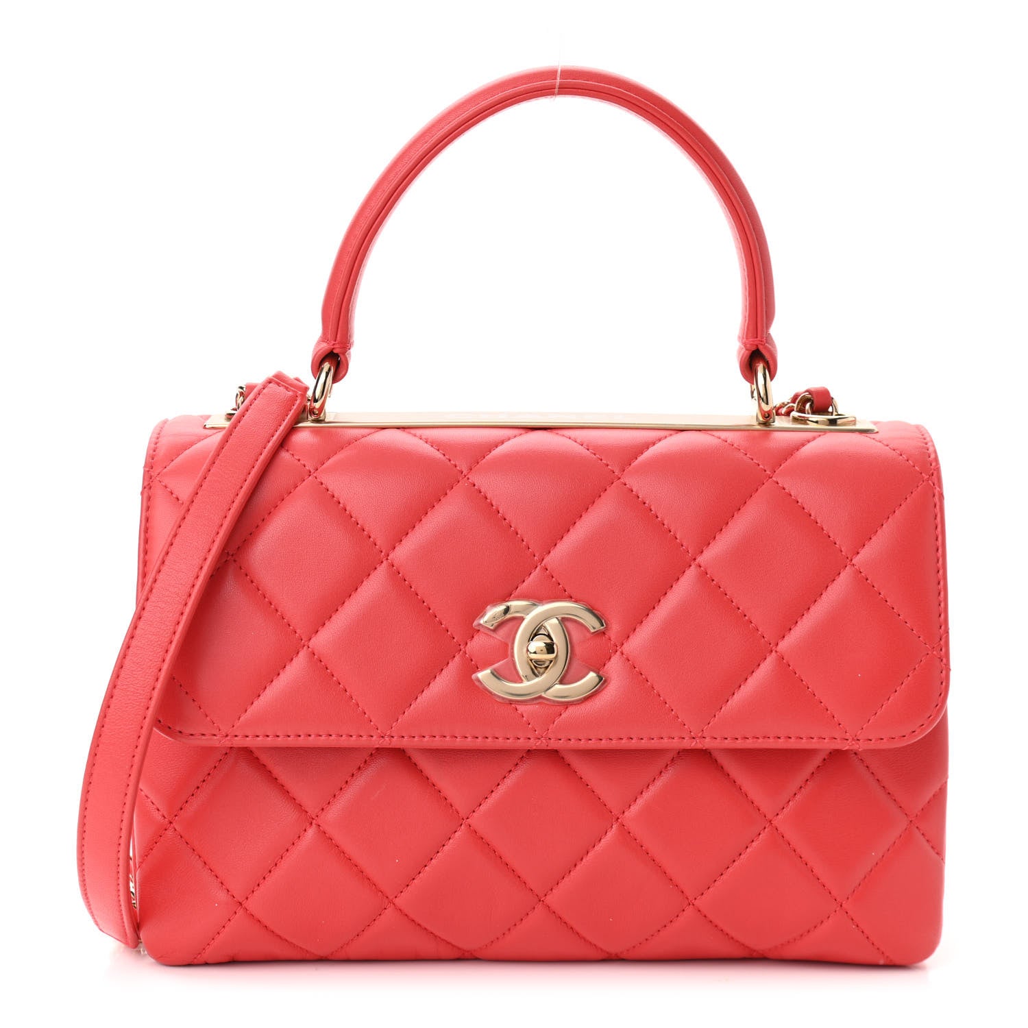 Chanel Lambskin Quilted Small Trendy CC Flap Dual Handle Bag Red 1 of 10