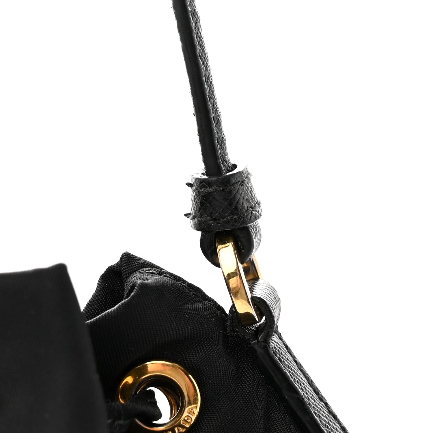 Prada Saffiano Tessuto Nylon Mini Bucket Crossbody Bag Black 11 of 11