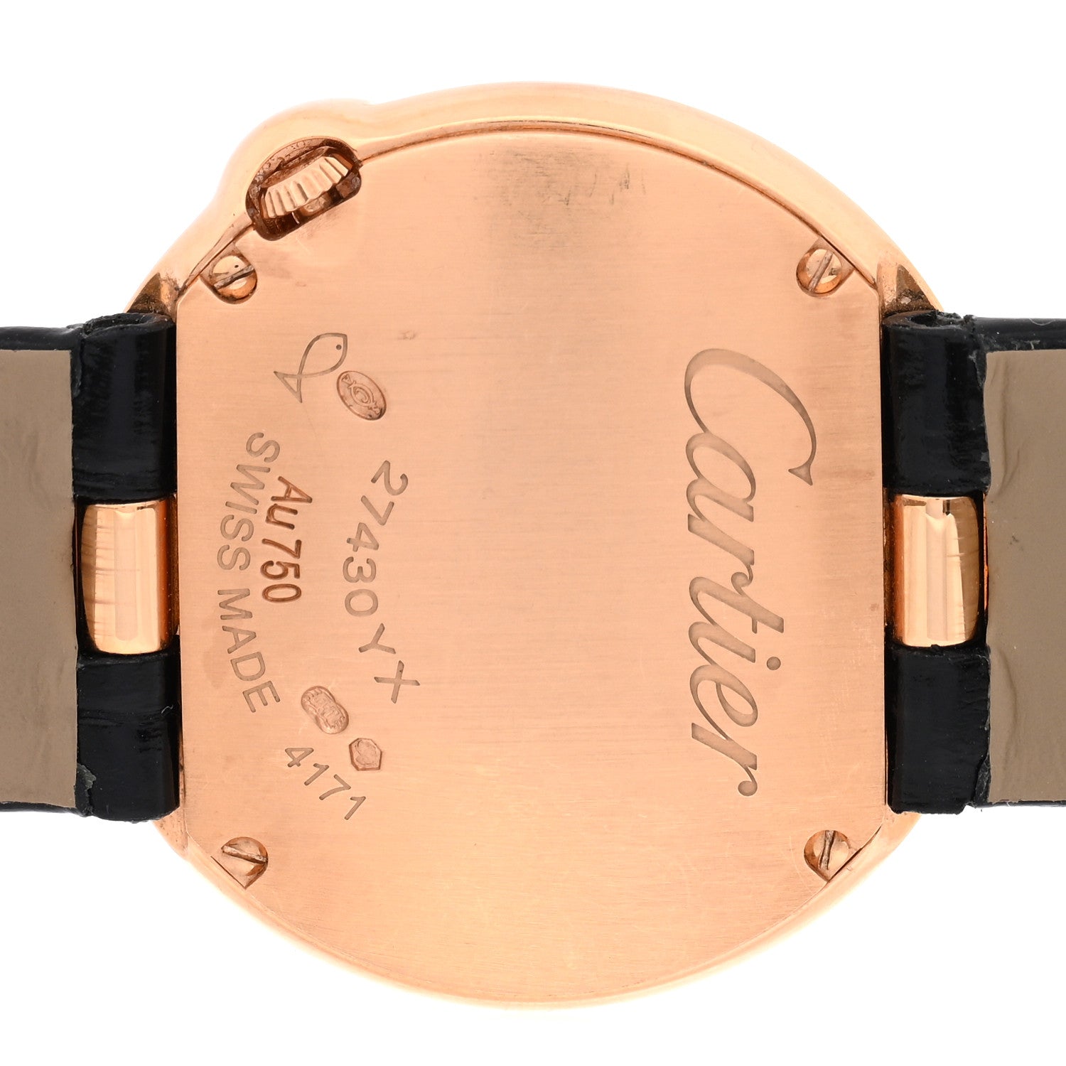 Cartier 18K Pink Gold Alligator Diamond Bezel 30mm Ballon Blanc De Cartier Quartz Watch 4 of 4