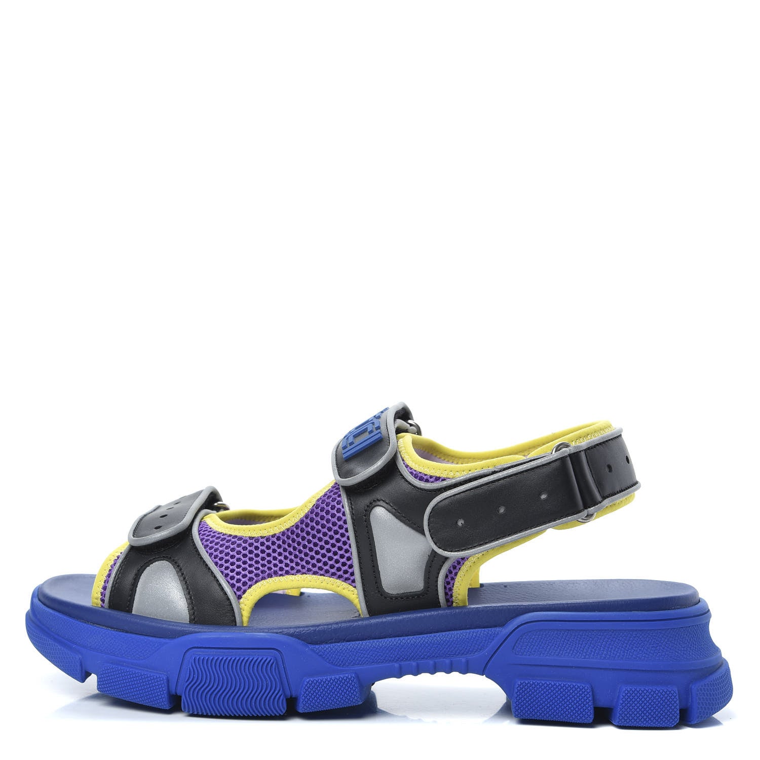 Gucci X SEGA Calfskin Mesh Mens Aguru Sandals 12 Black Blue Purple 1 of 8