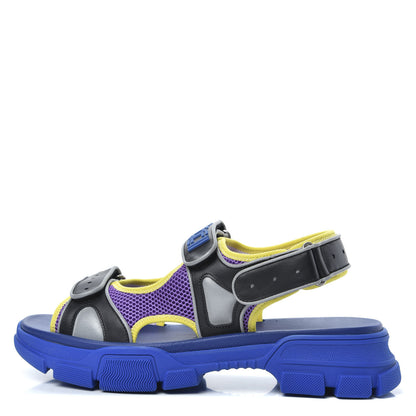 Gucci X SEGA Calfskin Mesh Mens Aguru Sandals 12 Black Blue Purple 1 of 8