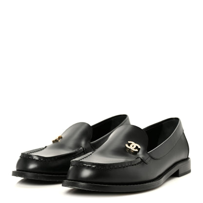 Chanel Calfskin Crystal CC Mocassin Loafers 36 Black 4 of 10