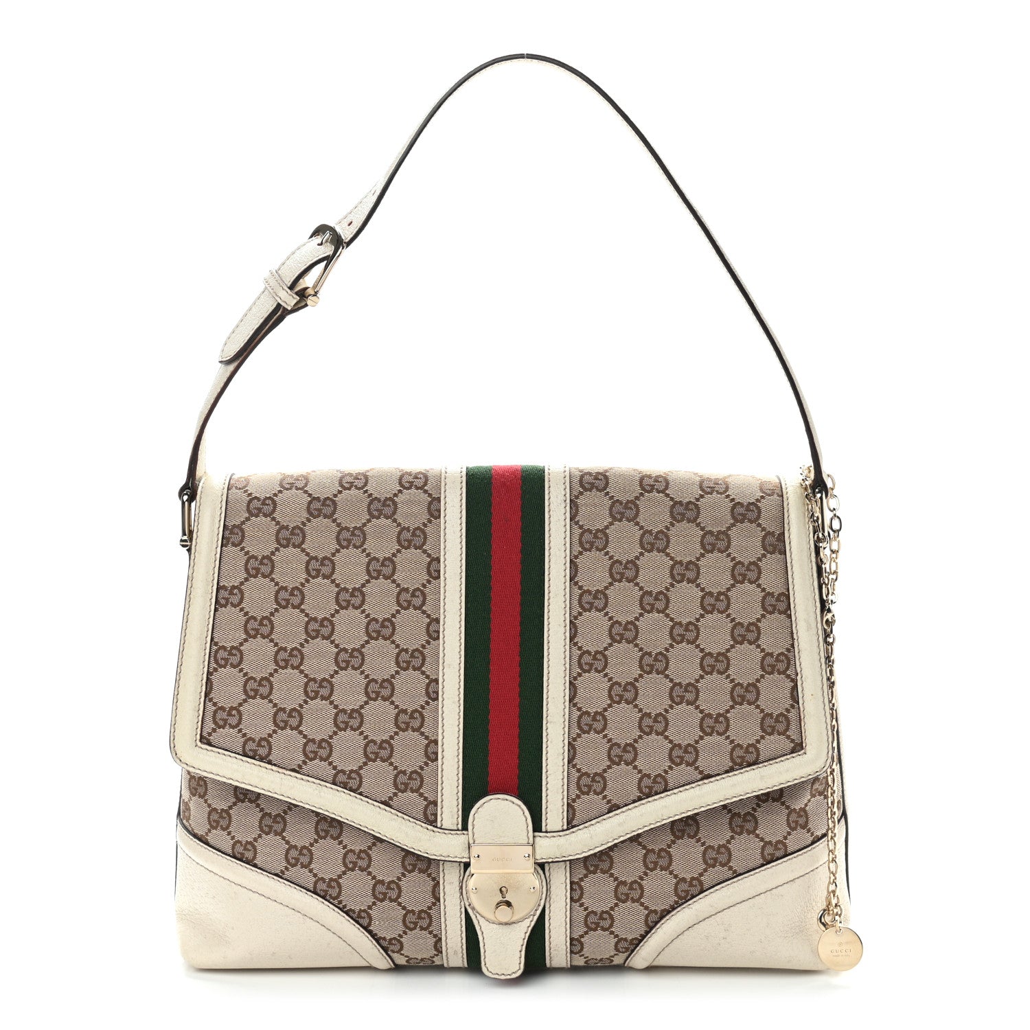 Gucci Monogram Web Large Treasure Flap White 1 of 14