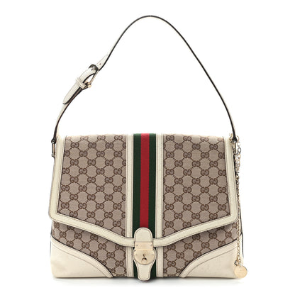 Gucci Monogram Web Large Treasure Flap White 1 of 14