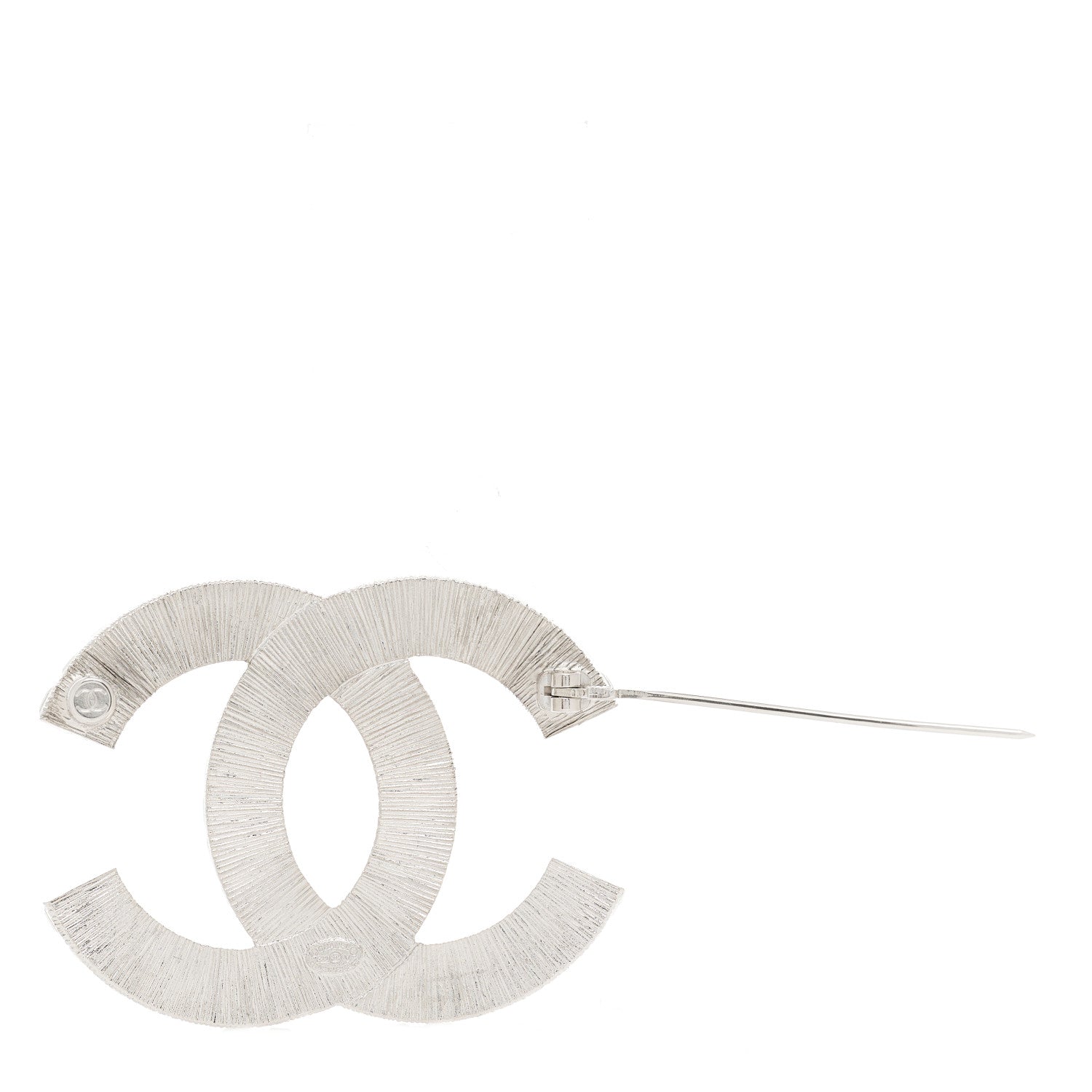 Chanel Baguette Crystal CC Brooch Silver 2 of 3